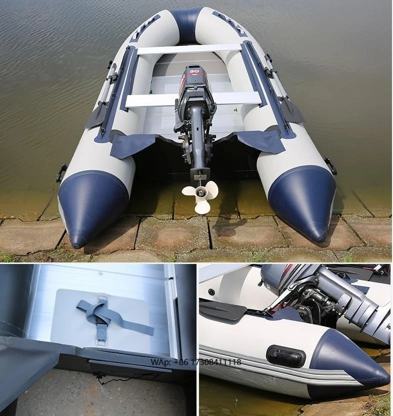 

1.2mm 270cm 8.9ft Thicken PVC Rubber Assault Boat 4 Person Inflatable V Shape Keel Aluminum Bottom Speed Rescue Lifeboat
