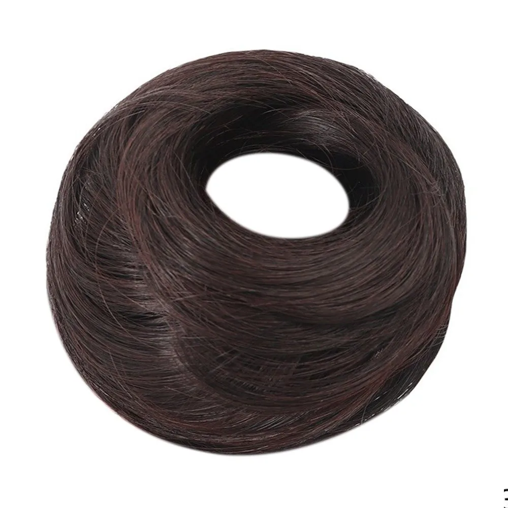 Fashion Fluffy Messy Bun Scrunchies Golden Brown Straight Hair Hair Bun Styling Decoration Elastic Rubber Band Updo Hairstyle