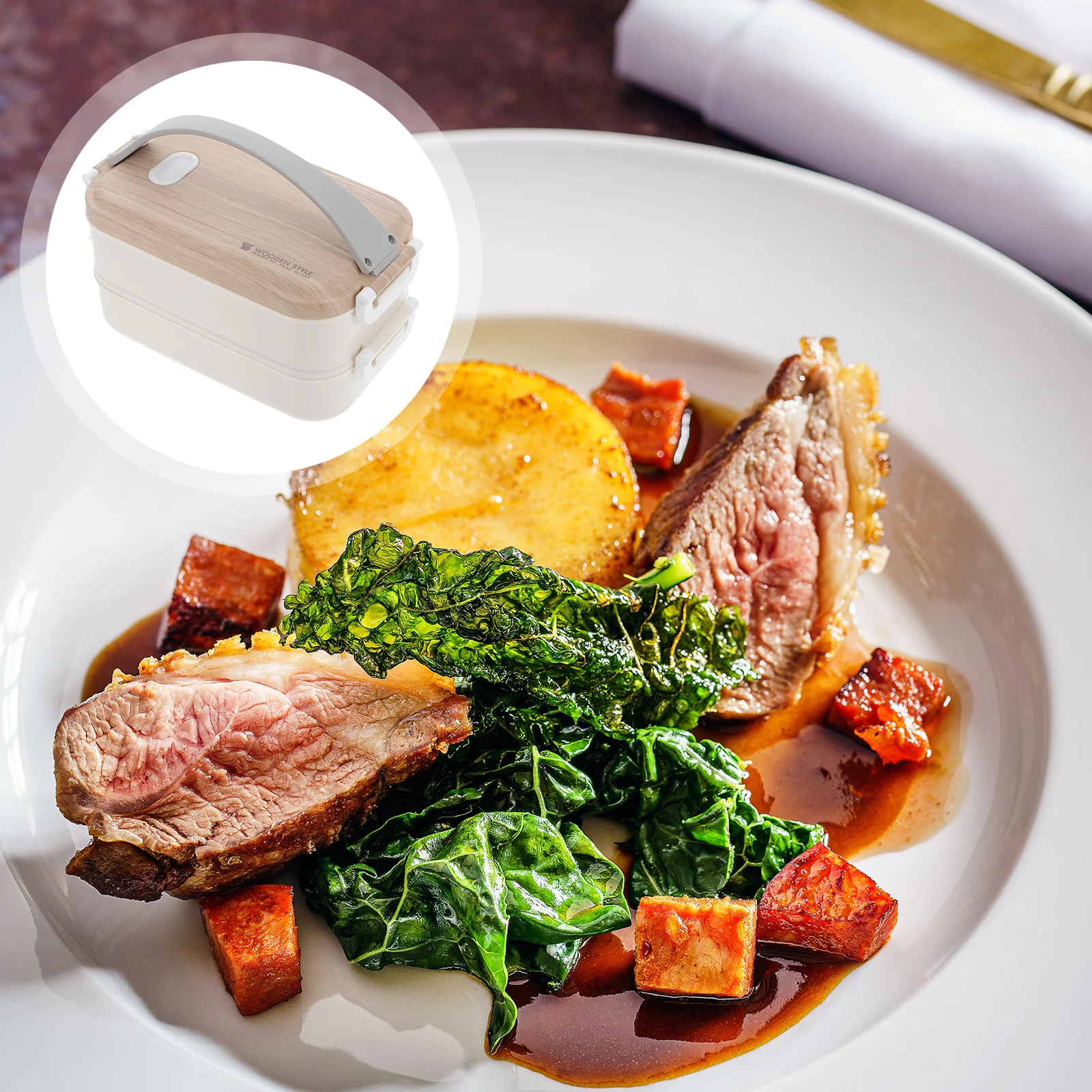 

Портативный двухслойный ланч-бокс из нержавеющей стали, герметичный контейнер для еды для офиса, школы, кемпинга, контейнер для обеда