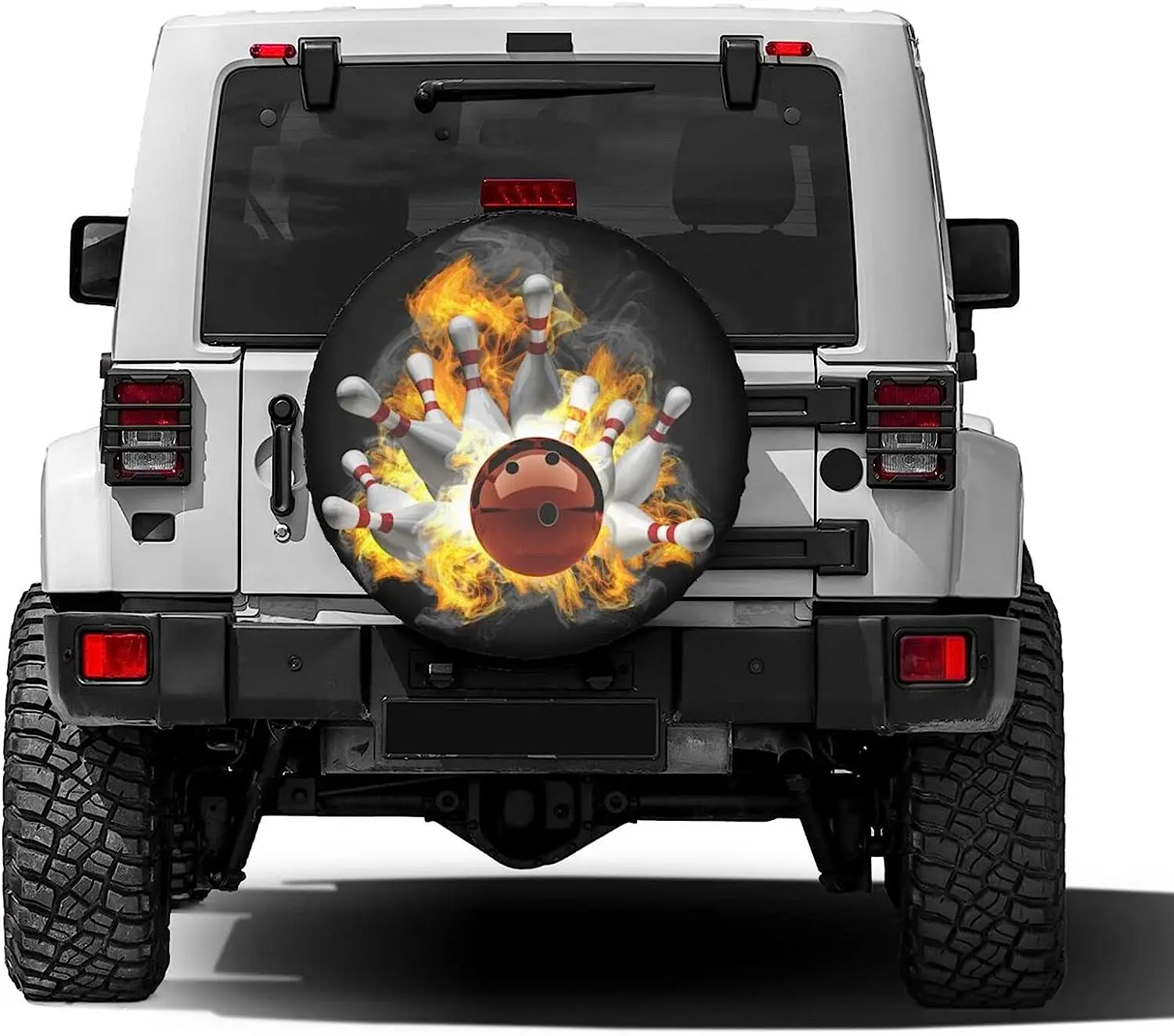 Fire Bowling Ball Spare Tire Cover Dust-Proof Wheel Tire Cover Fit Trailer RV SUV and Many Vehicle 17 Inch Car Accessories