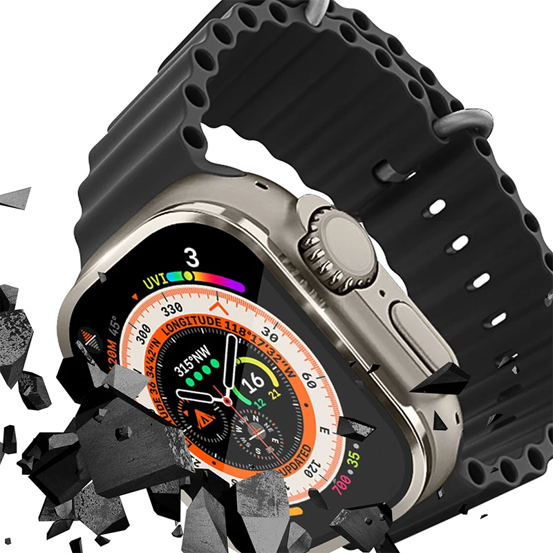 Telaio di copertura in lega di alluminio + vetro temperato HD per Apple Watch Ultra/2 Custodia 49mm Accessori protezione schermo serie iWatch 49MM