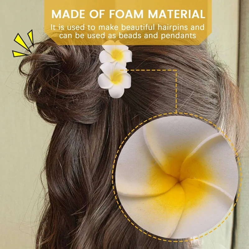 100Pcs White Foam Hawaiian Frangipani Artificial Plumeria Flower Petals Cap Hair Hat Wreath DIY Wedding Decoration 5Cm