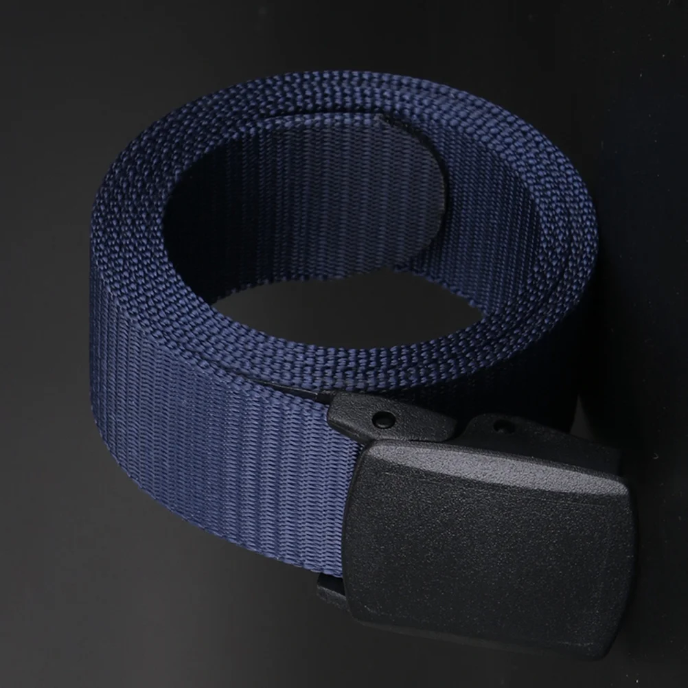 

Man Canvas Belt Blue Nylon Lightweight Airport Friendly Non Metal Casual Belt for Men Jeans Pants