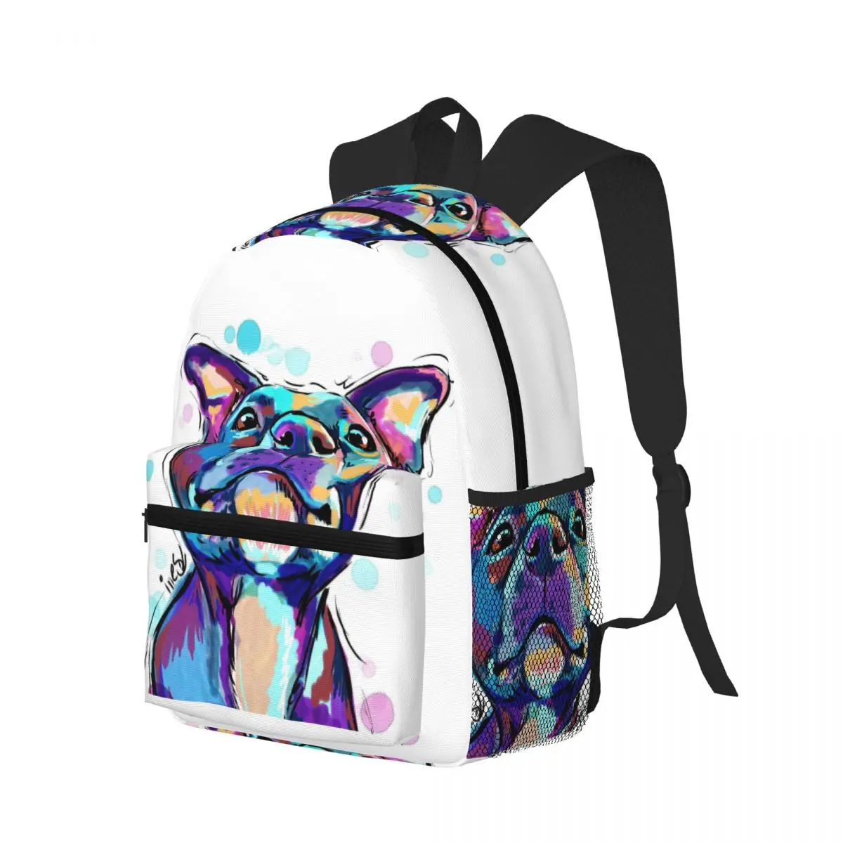 Pit Bull Dog Art Student Backpack School Bag Hiking Travel Daypack for Boys Girls Bookbag Shoulder Bags