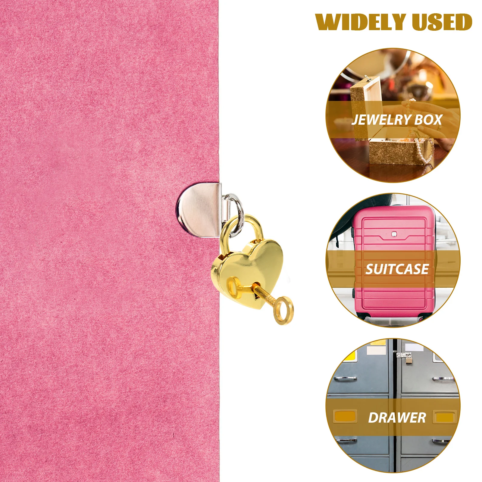

Heart Shaped Golden Color Metal Lock for Boxes Suitcases Luggage Security Small Small Suitcase Locks Size With Keys