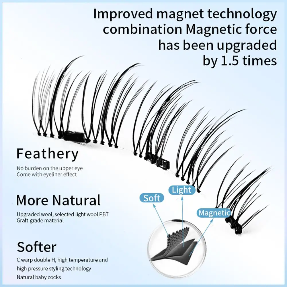1 paar 3D magnetische valse wimpers herbruikbare lijmvrije magneet wimper met applicator doos uit één stuk eenvoudig aan te brengen wimperverlenging