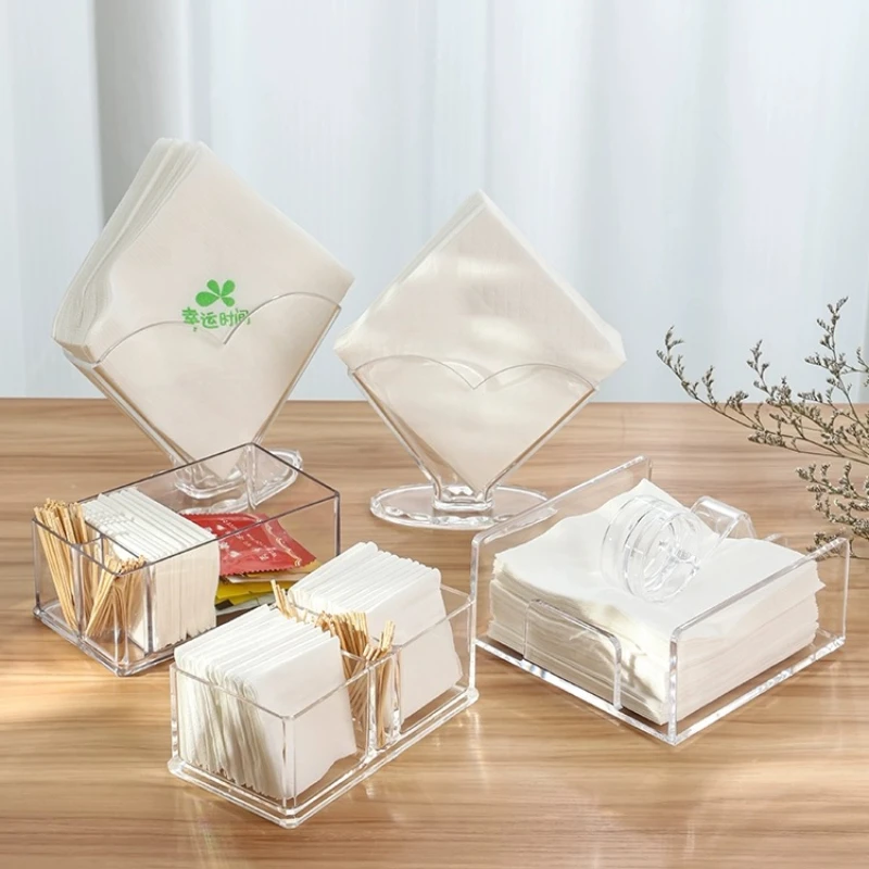 Acrylic Desktop Vertical Tissue Holder Dining Table Service Tissue Ring Wedding Decoration Napkin Holder Restaurant Tissue Box