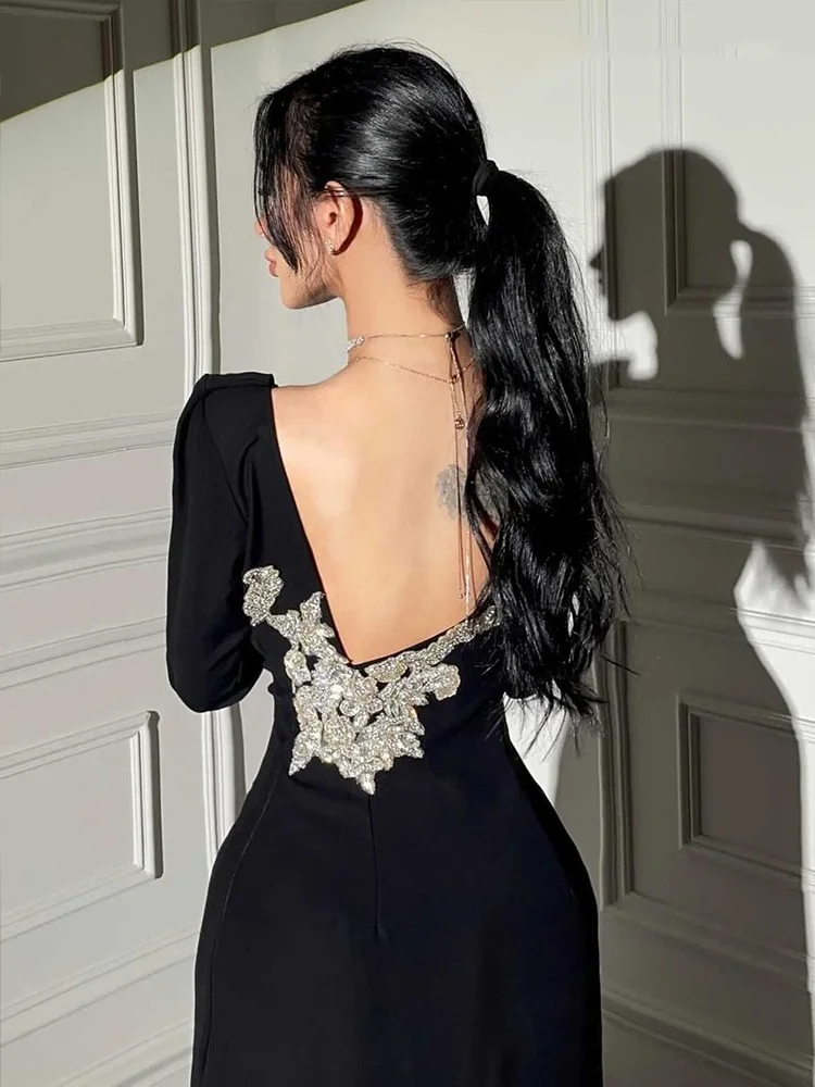 AsaNagi Sexy Mermaid Prom Dress Women\'s customized Beaded Custom Black Party Evening Gown Floor Length Special Occasion Dresses