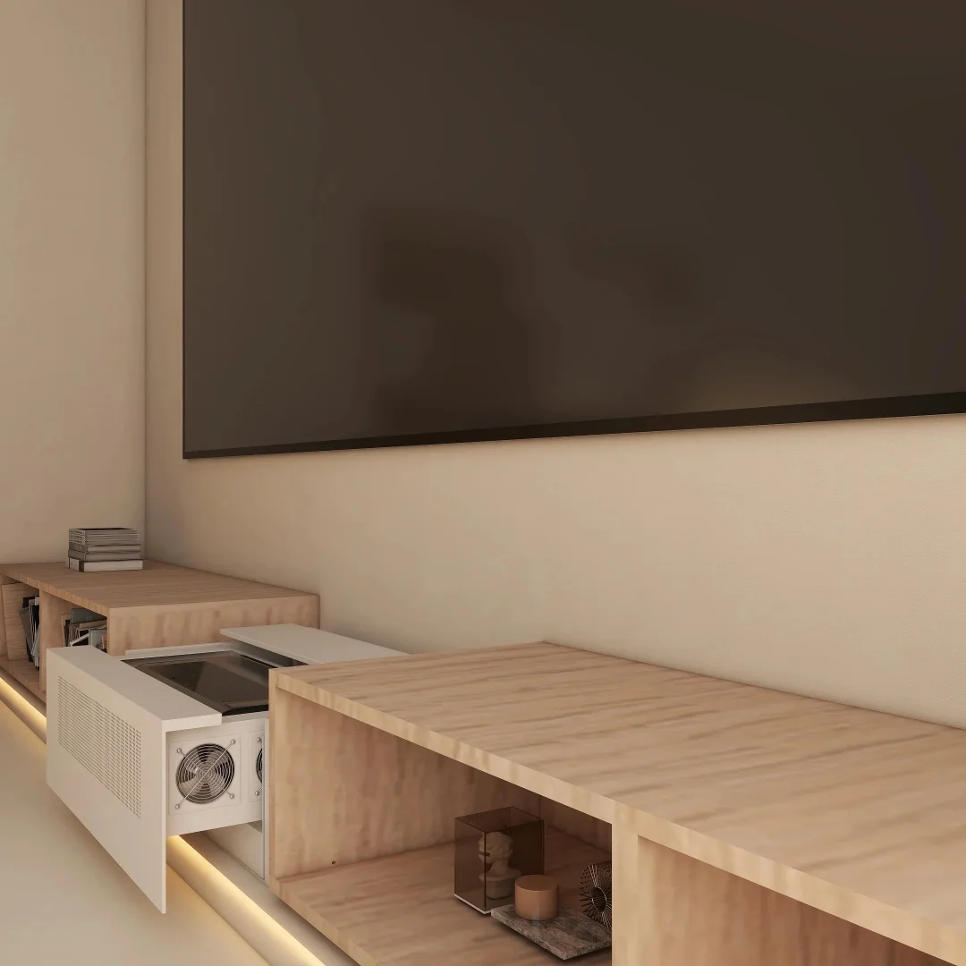 

Factory Custom Home Cinema UST Projector Slider Cabinet for Ust Projector Short Throw Projector Screen Laser Tv Cabinet