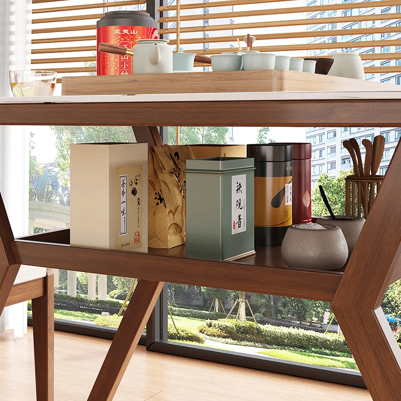 Solid wood rattan chair balcony tea table and chair combination one table and two chairs casual table and chairs