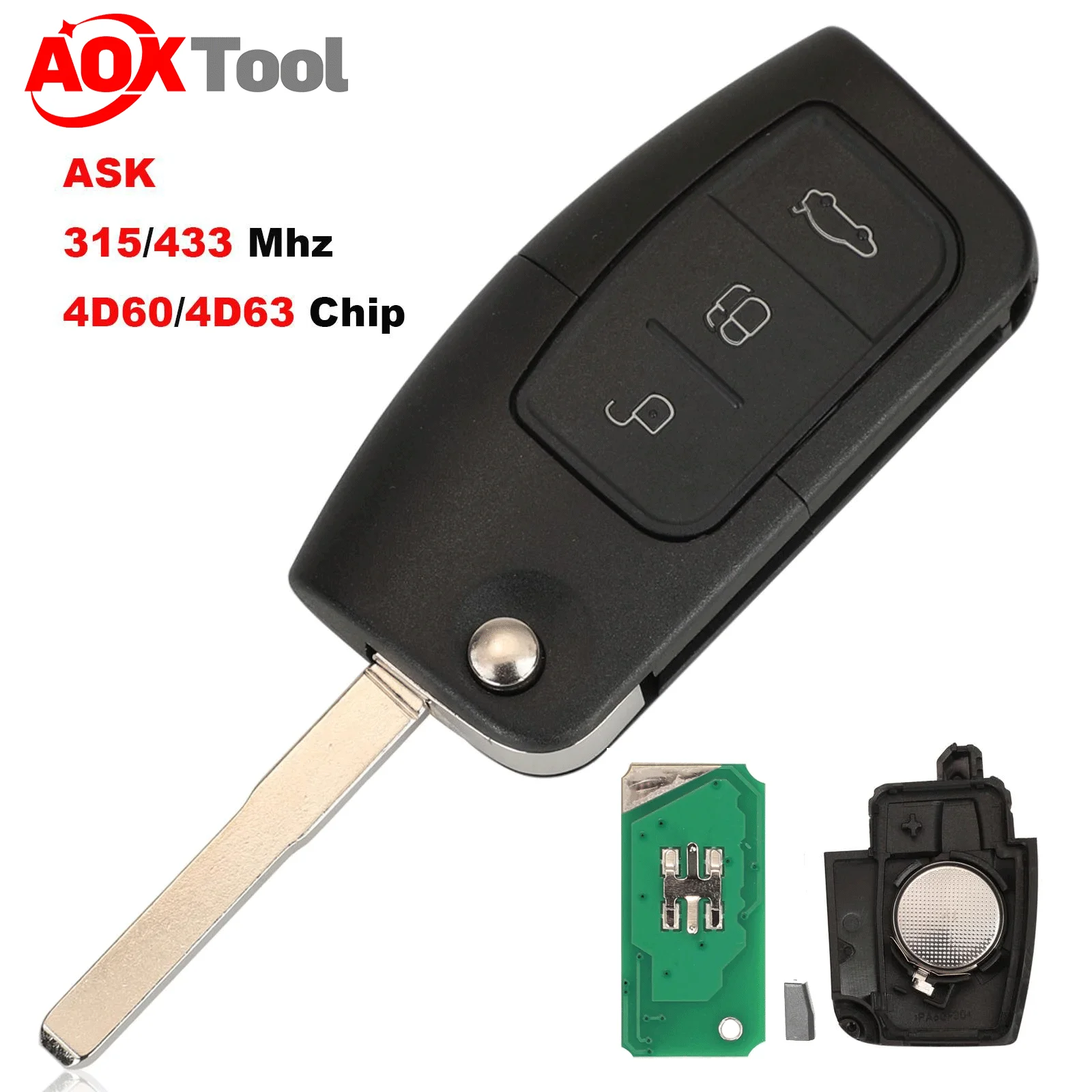 

315/433MHz 2/3 Button Keyless Entry Remote Key Fob For Ford Focus Mondeo C Max S Max Galaxy Fiesta