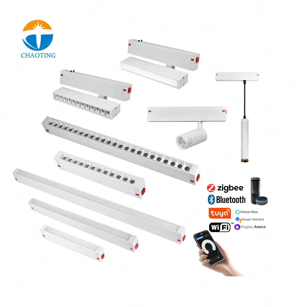 LED COB Track Light Surface Mounted Recessed Magnet Rail Lighting 220V TUYA Smart Dimmable Magnetic Track Linear Light System