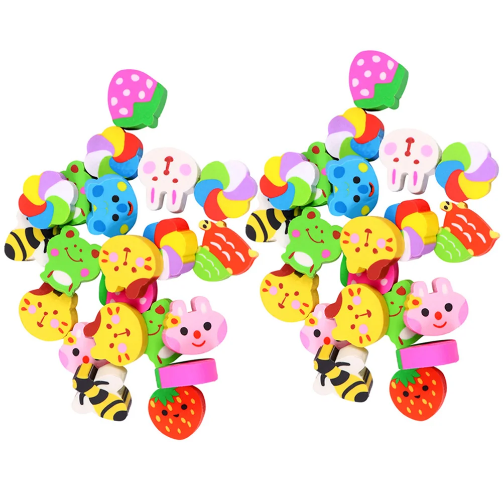 

60 Pcs Cartoon Eraser Mini Erasers for Kids Bulk Portable Fruit Small Gift Multi-function Animal