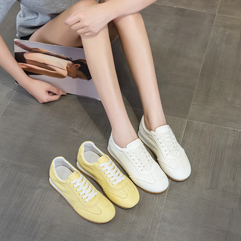 أحذية الجري الرياضية جلد البقر طبقة اصبع القدم سميكة الارتفاع زيادة تنوعا تنفس أحذية النساء عادية مجلس مريح #4