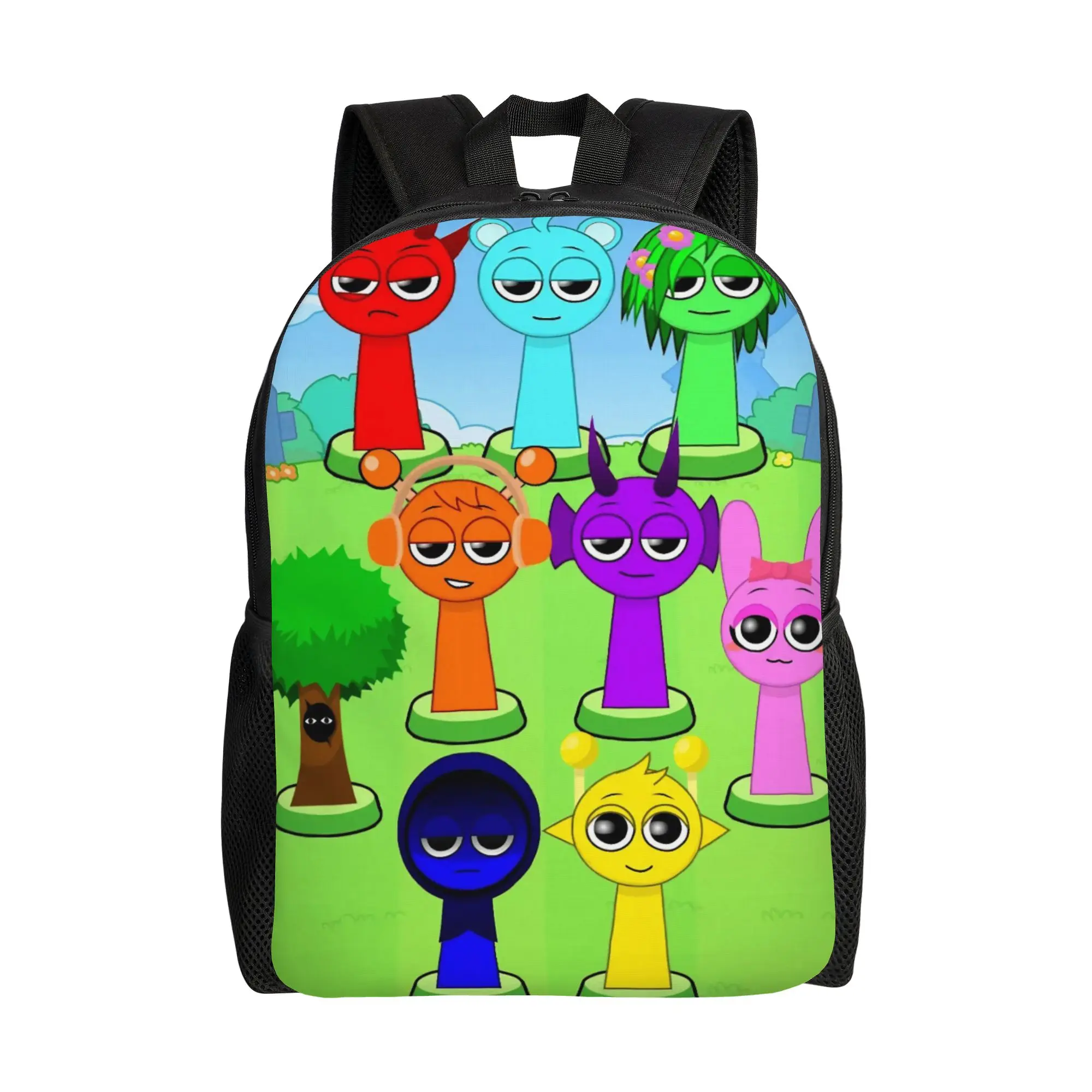 

Sprunki Horror Music Backpack for Men Women Casual High School Hiking Travel Daypack College Canvas Bags with Pocket