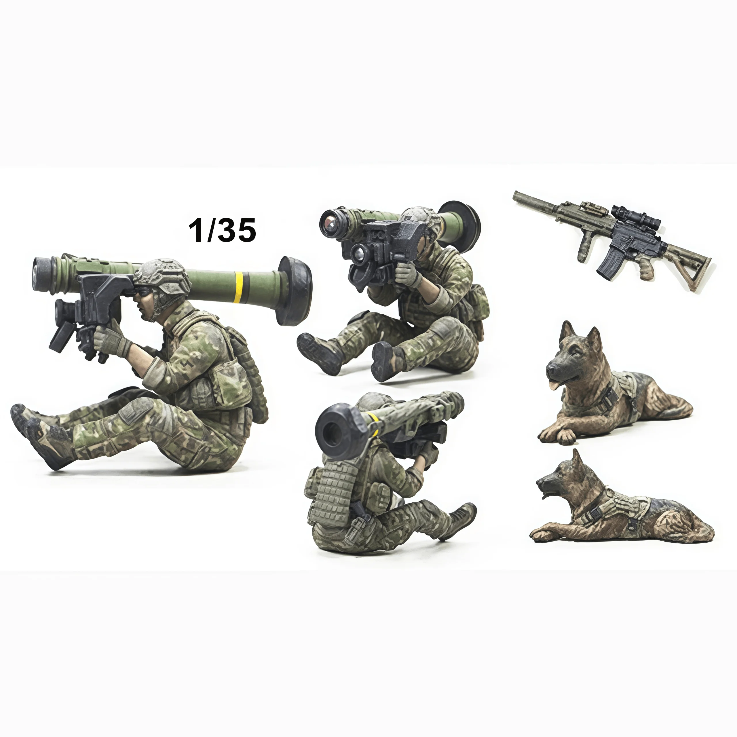 

1/35 зеленые береты с Javelin Missile & Dog, модель солдата, в разобранном виде, неокрашенная фигурка, комплект для сборки
