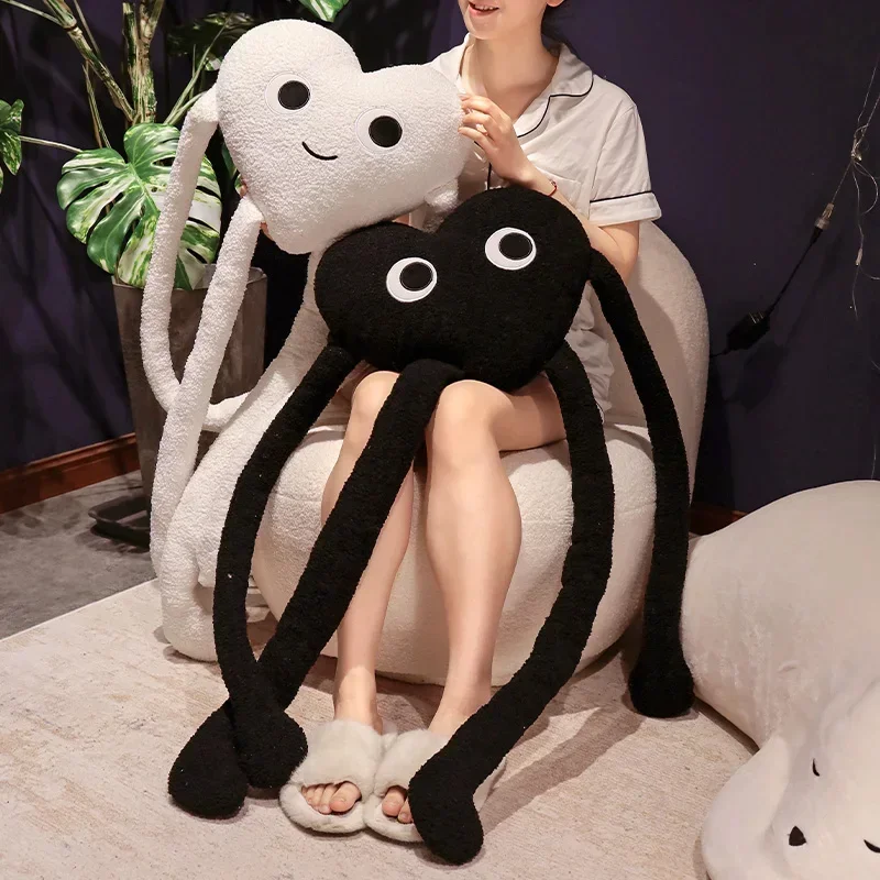 Long Legs Love Heart Shape Pillow Cute Stuffed Red Black White Heart Pillow Soft Plush Toys Lover Friends Festival Creative Gift