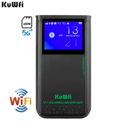 4500mah battery KuWFi esim wifi router 2.4g 5g 6g wifi mobile network router eSim 5g cpe 3000mbps 5g sim card router