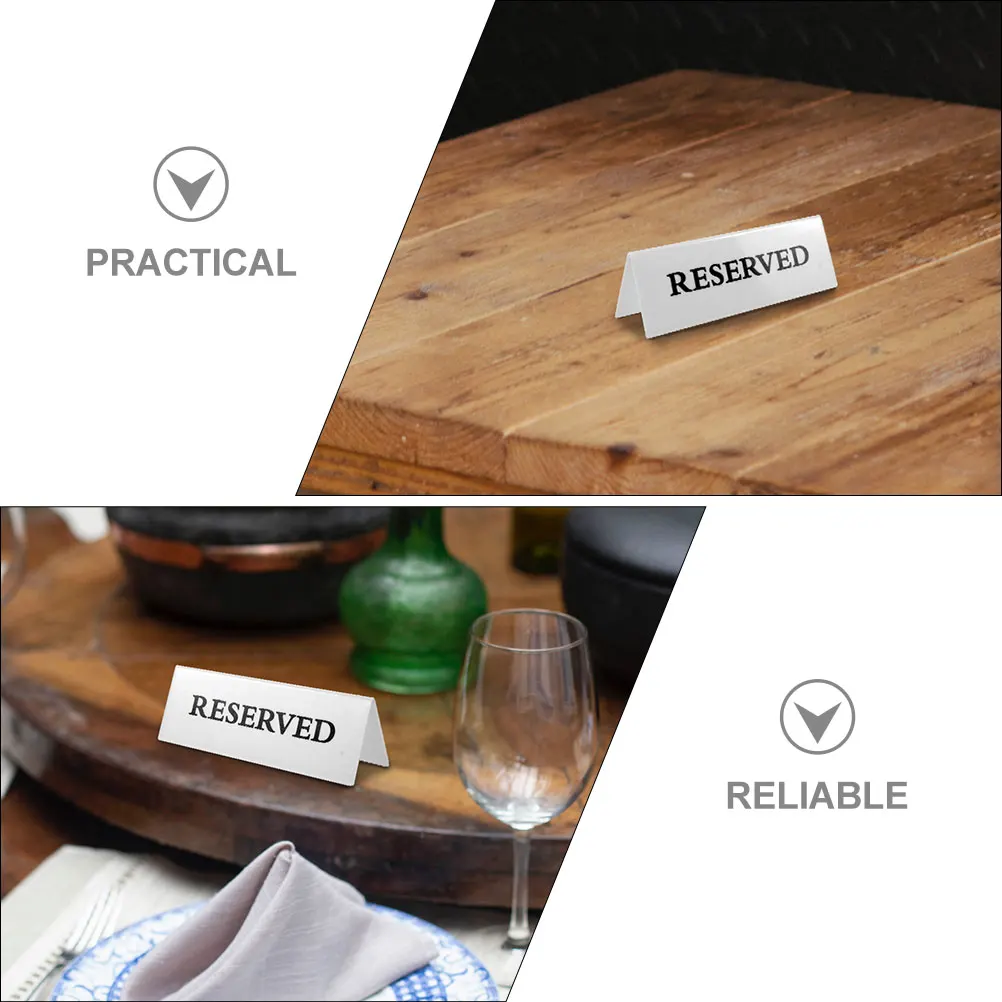 

6pcs Acrylic Triangle Table Signs 15x5cm White Background Black Letters Reserved Sign for Wedding Events Restaurant Hotel
