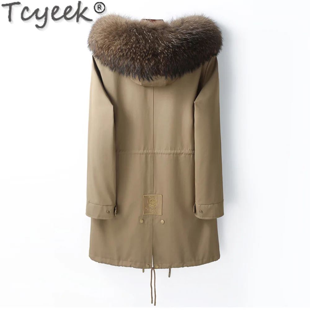 Group Parka Tcyeek pour Homme, Vestes d'Hiver à la Mode, Vêtements Chauds, Col en Fourrure de Renard, Doublure, Poignées Amovibles