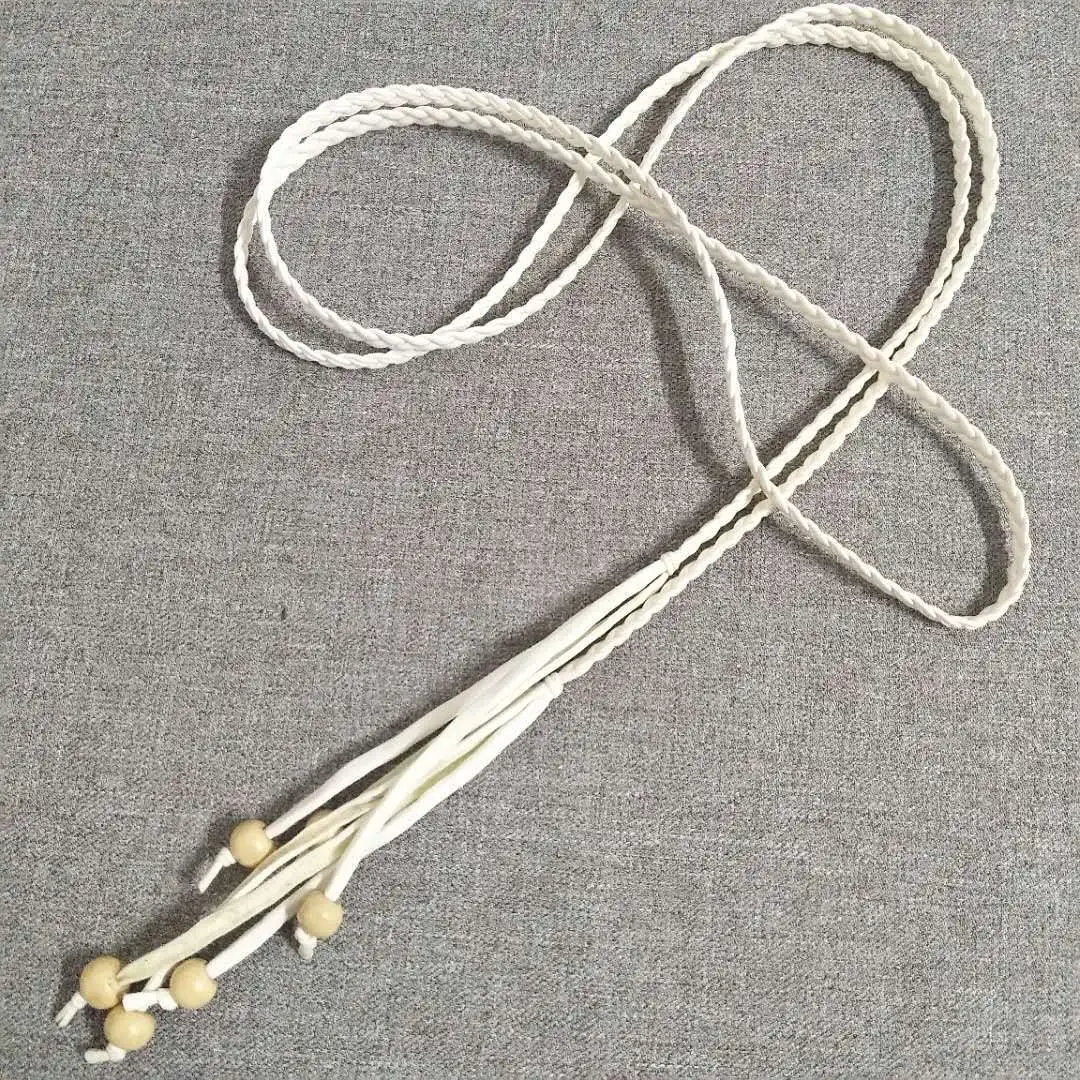 Cordón de cintura tejido a la moda para mujer, cinturón pequeño decorativo para mujer, cinturón versátil, cinturón de falda con cadena de cintura con nudo Simple