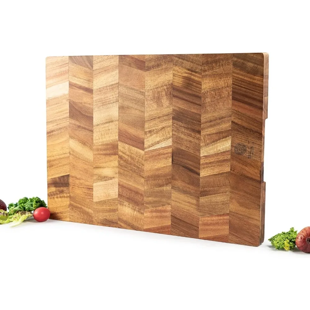 

Chopping Board 18" Large Acacia Wood Cutting Chopping Board for Kitchen with End-Grain,1" Thick Large Butcher Block 18x13x1.0 in