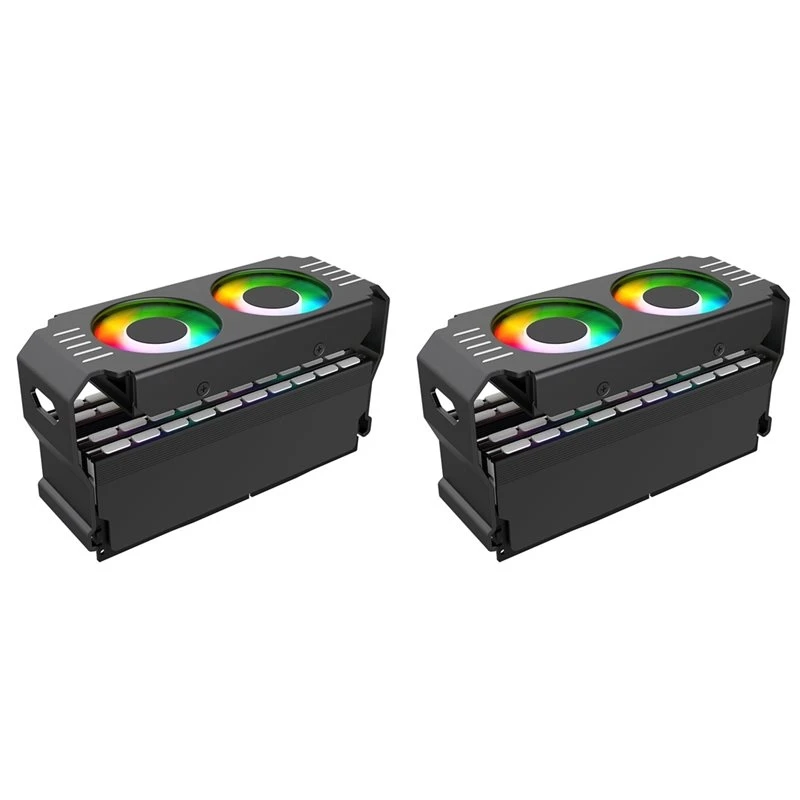 Hot Selling-2X PC Case RAM Memory Module ARGB Cooler DDR3 To DDR5 5V 3Pin PWM 4Pin Light Sync 120Mm Dual Fans Cooling Radiator