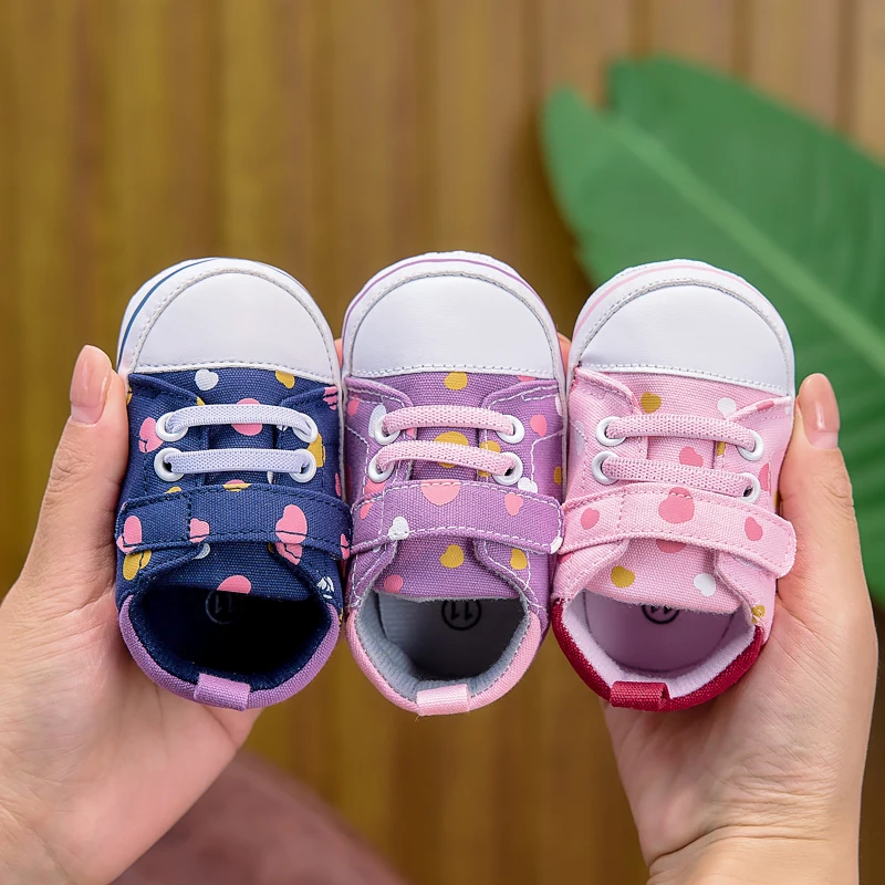 Fruit Polka Dot Baby Canvas Shoes Velcro Soft Sole Baby Walking Shoes 0-1 Years Old Cute Pre-Walking Shoes