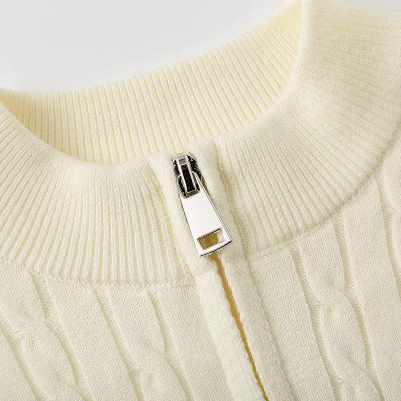 UNITIM Herbst 2-12 Jahre Kinder Jungen Pullover mit Stehkragen, Kinder Jungen Zopfmuster Pullover, einfache Langarm-Oberteile für Kleinkinder und Babys – Detail 3