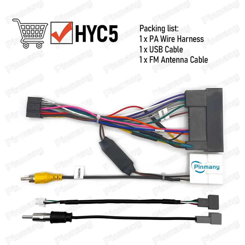 HYC5 Autoradio-Kabel Audio-Stromkabel-Adapter mit Rückfahrkamera-CVBS-Eingang für KIA Ceed, Hyundai I30 Elantra GLS – Detail 9