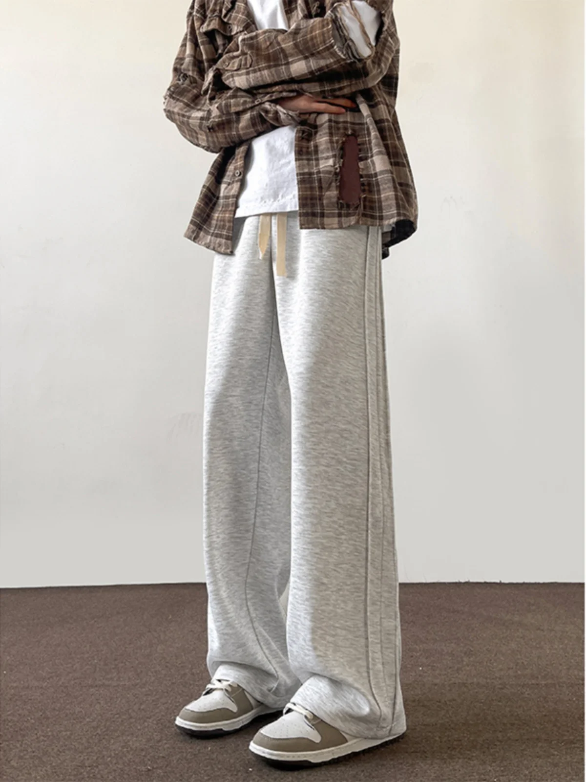 

Men's Casual Straight Leg Sport Pants ey White Stripe American Retro Sle Spring Autumn Long Trousers Breathable Comfortable