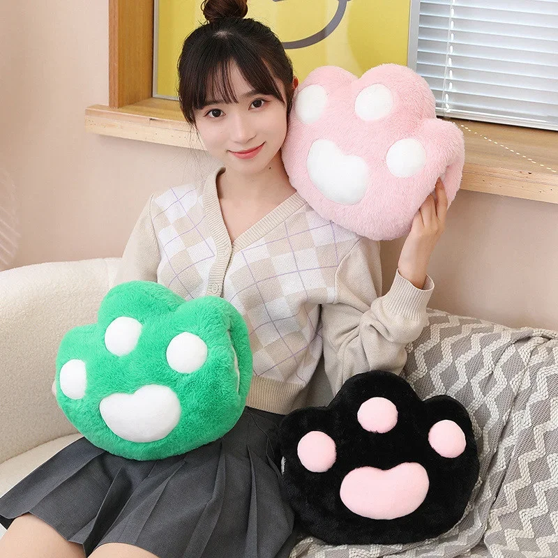 30cm Cute Cat Paw Plush Pillow Stuffed Animals Hand Warmer Plushies Toy Kawaii Soft Cat Hand Warm Office Winter Practical Gift