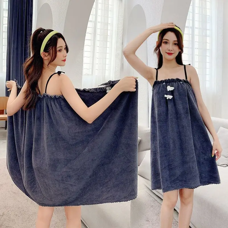 

Women Absorbent Wearable Bath Towel Soft Mircofiber Swimming Beach Towel Blanket Sauna Shower Towel Suspenders Nightdress Dress