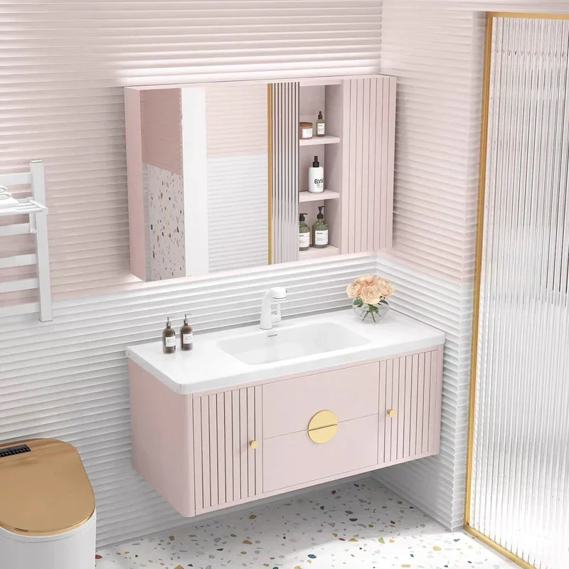 Cream Style Bathroom Vanities Shelves With Mirror Storage Open Bathroom Vanities Italian Design Bathroom Fixture Gabinetti LLBC