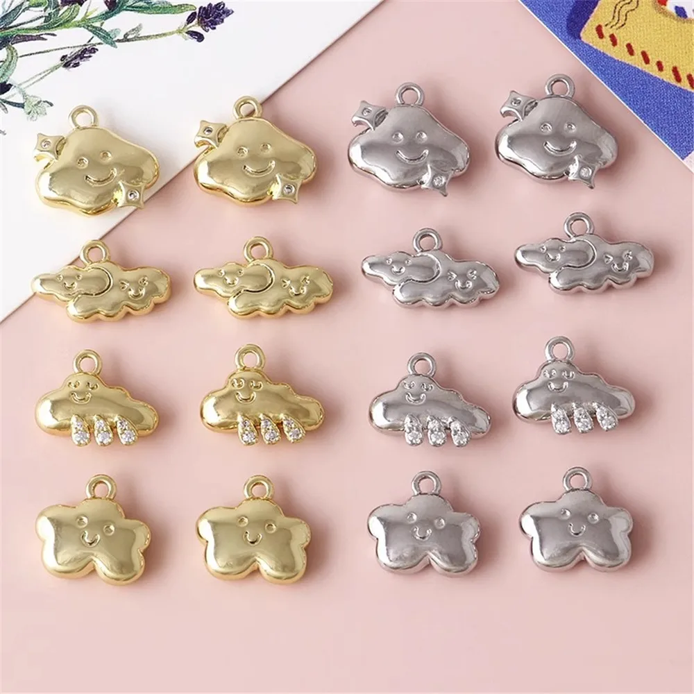 

Copper Plated 18k Real Gold Raindrop Cloud Zircon Pendant Bracelet Necklace DIY Handmade Jewelry Accessories