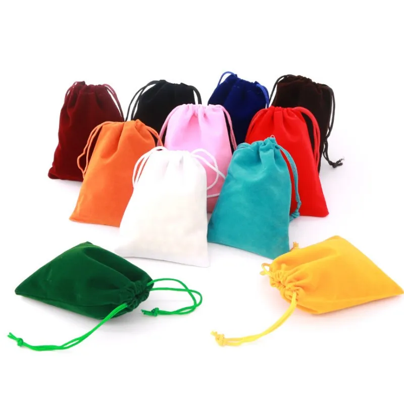 StoBag 5 قطعة المخملية الرباط أكياس اللون الفانيلا الصغيرة مجوهرات هدية التجميل تخزين التعبئة والتغليف المحمولة جيب المنظم الحقيبة