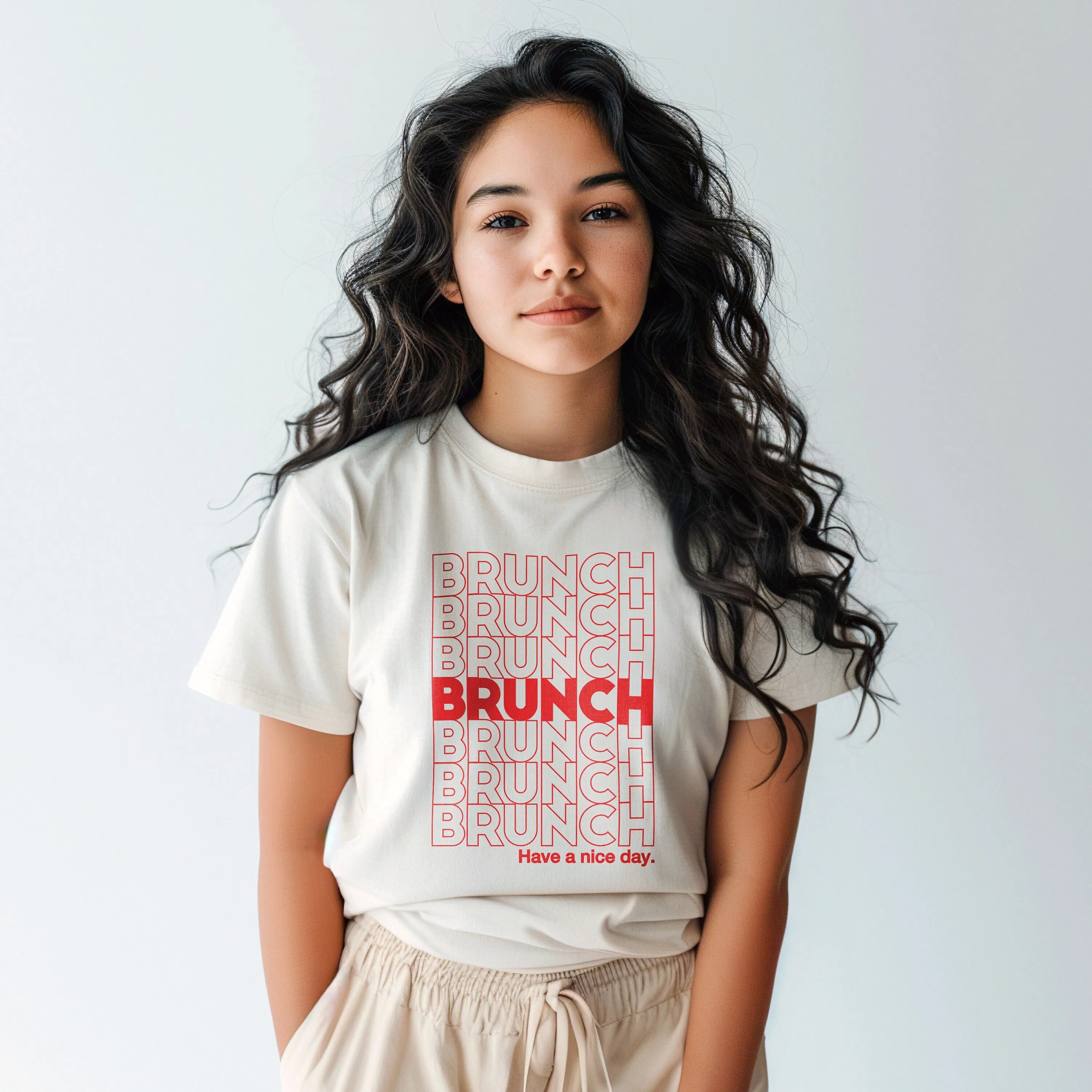 Brunch T Shirt Takeout Bag Style Design In Red Weekend For Sunday