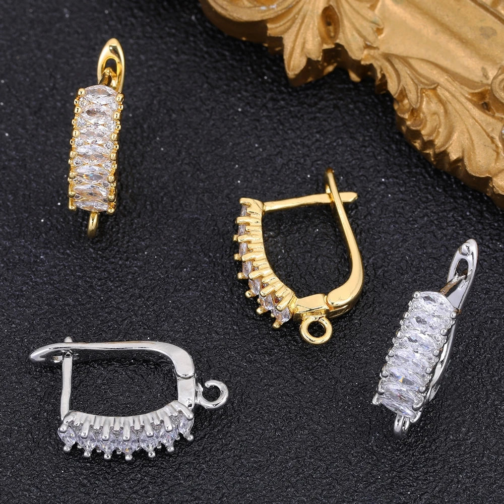 Juya DIY Earwire Shvenzy Fastener Gold Silver Plated Earring Hooks Accessories For Wedding Bridal Charms Stud Earrings Making