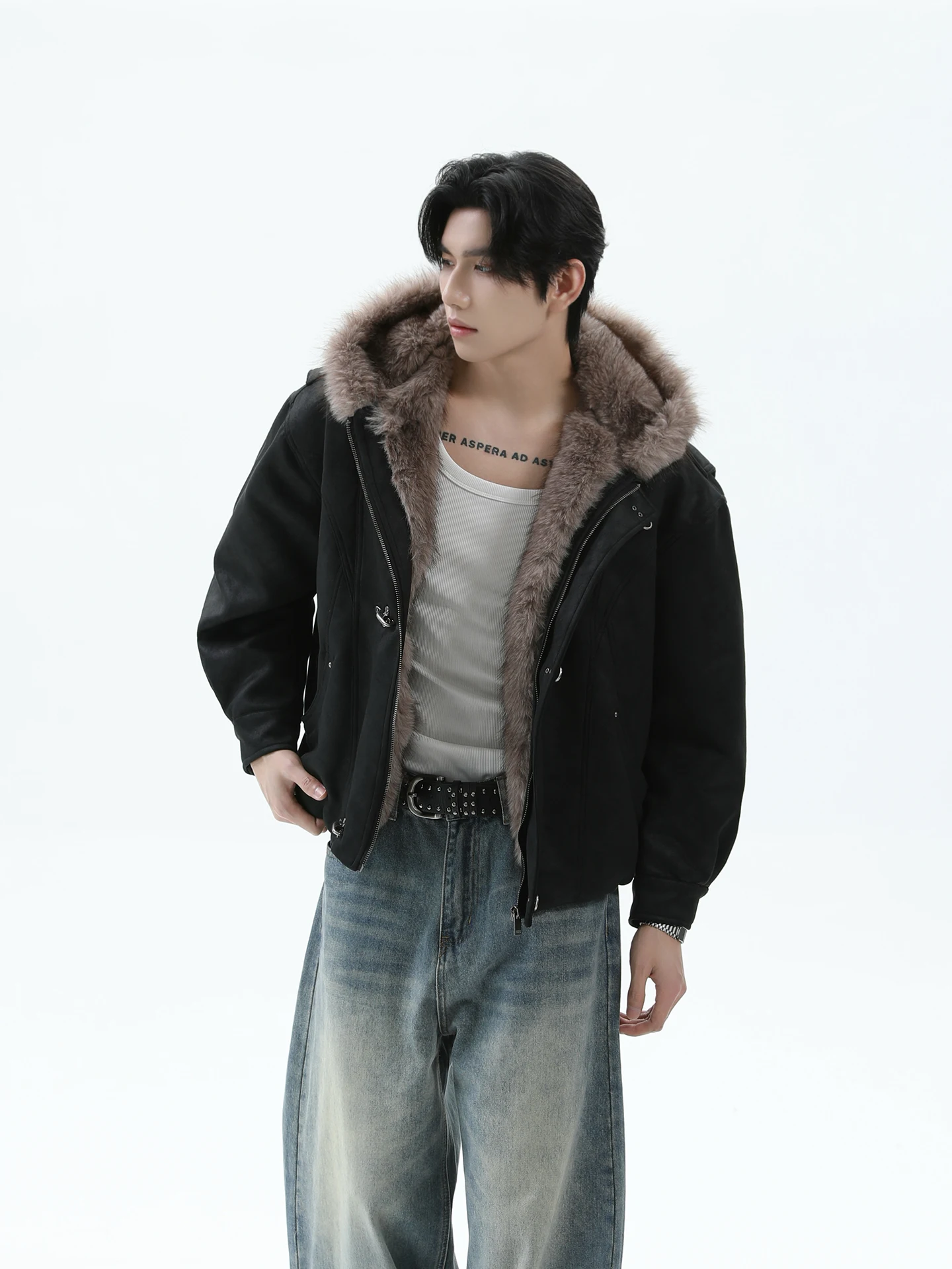 2025 зимние новые модные парки с капюшоном из искусственного меха и металлическими пуговицами, мужские парки на молнии с длинными рукавами, красивые теплые пальто