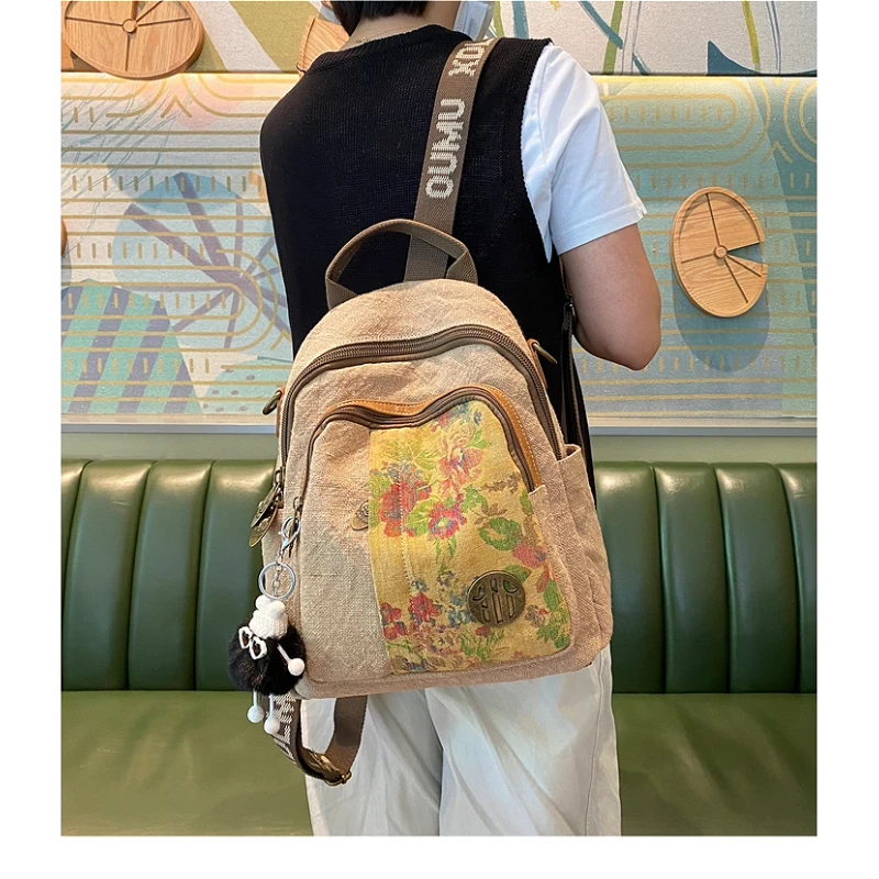 Casual Women's Backpack Retro Floral Print Mochilas Mujer Female Shoulder Bag  Trend 2025 Brand Sac A Dos Femme