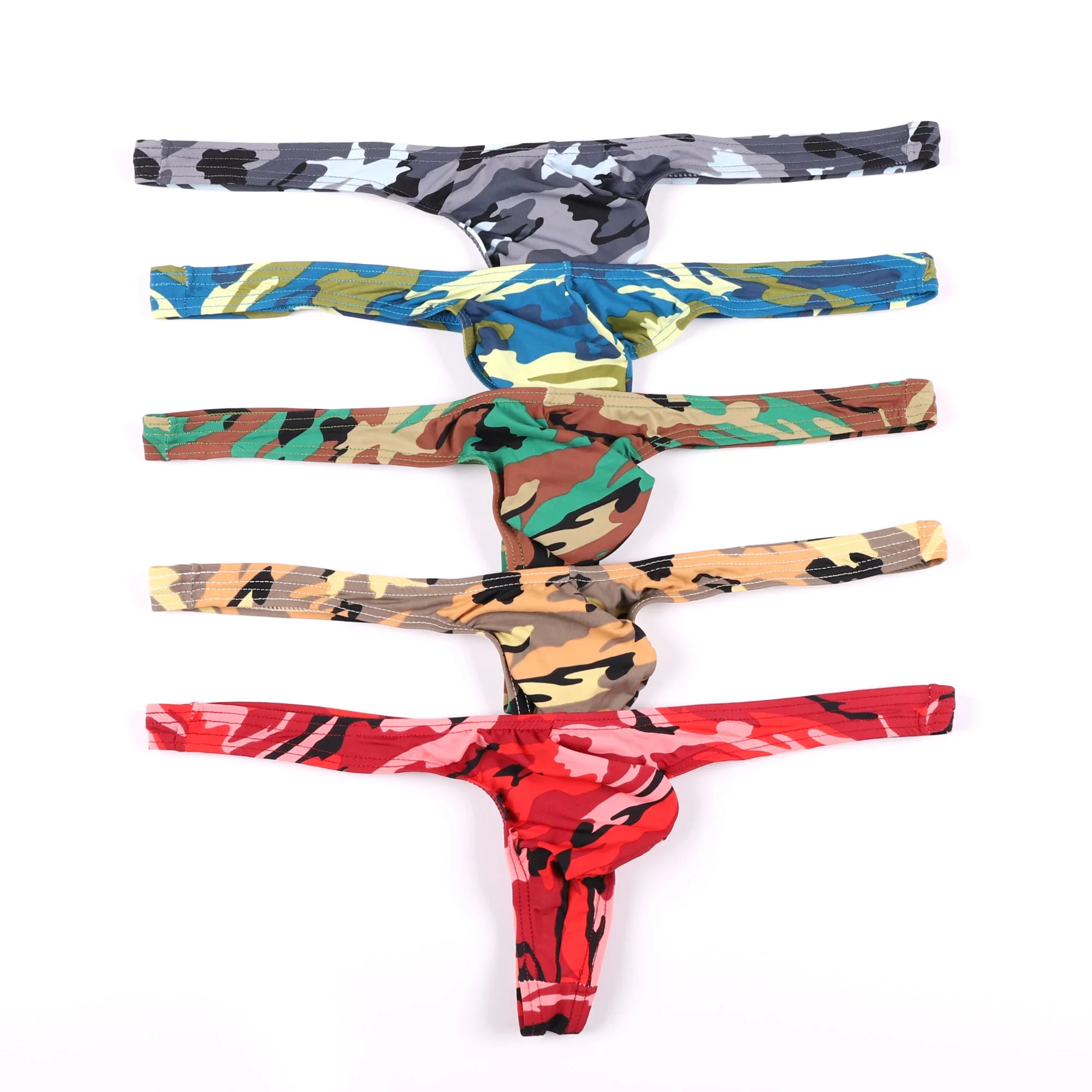 

5PCS/Lot Men Sexy U Pouch Thong Camouflage Underwear Penis Convex Low Rise G String Thong Underpant Jockstrap Gay Briefs Panties