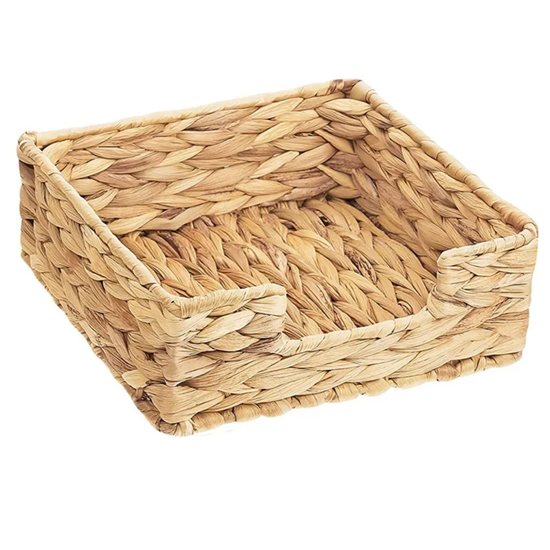 2PCS Bathroom Disposable Guest Towel Holder Long Seagrass Woven Rattan Wicker Table Hand Guest Towel Basket Tray,L