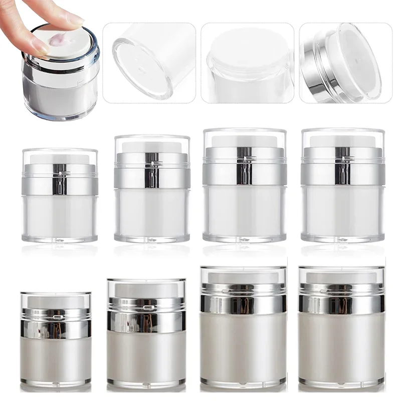 

10pcs 15/30/50/100ml Empty Airless Pump Jars Leak Proof Refillable Cream Jars Travel Cosmetic Containers for Face Creams Lotion