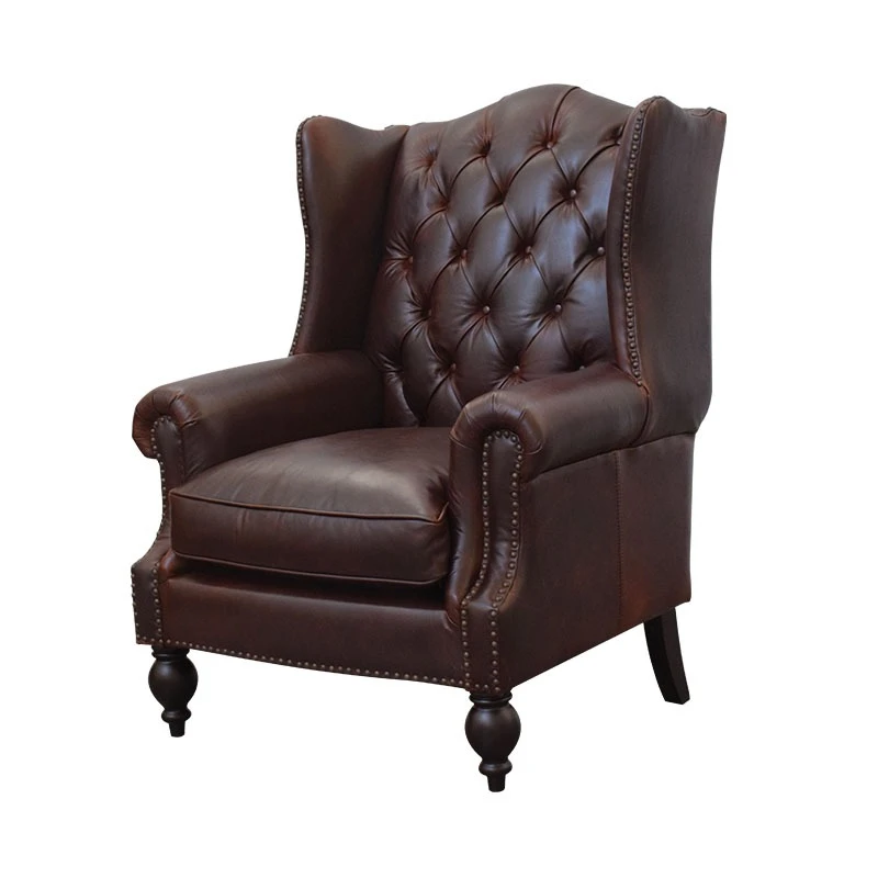 

American top-layer cowhide Italian imported oil wax leather retro single lounge chair sofa