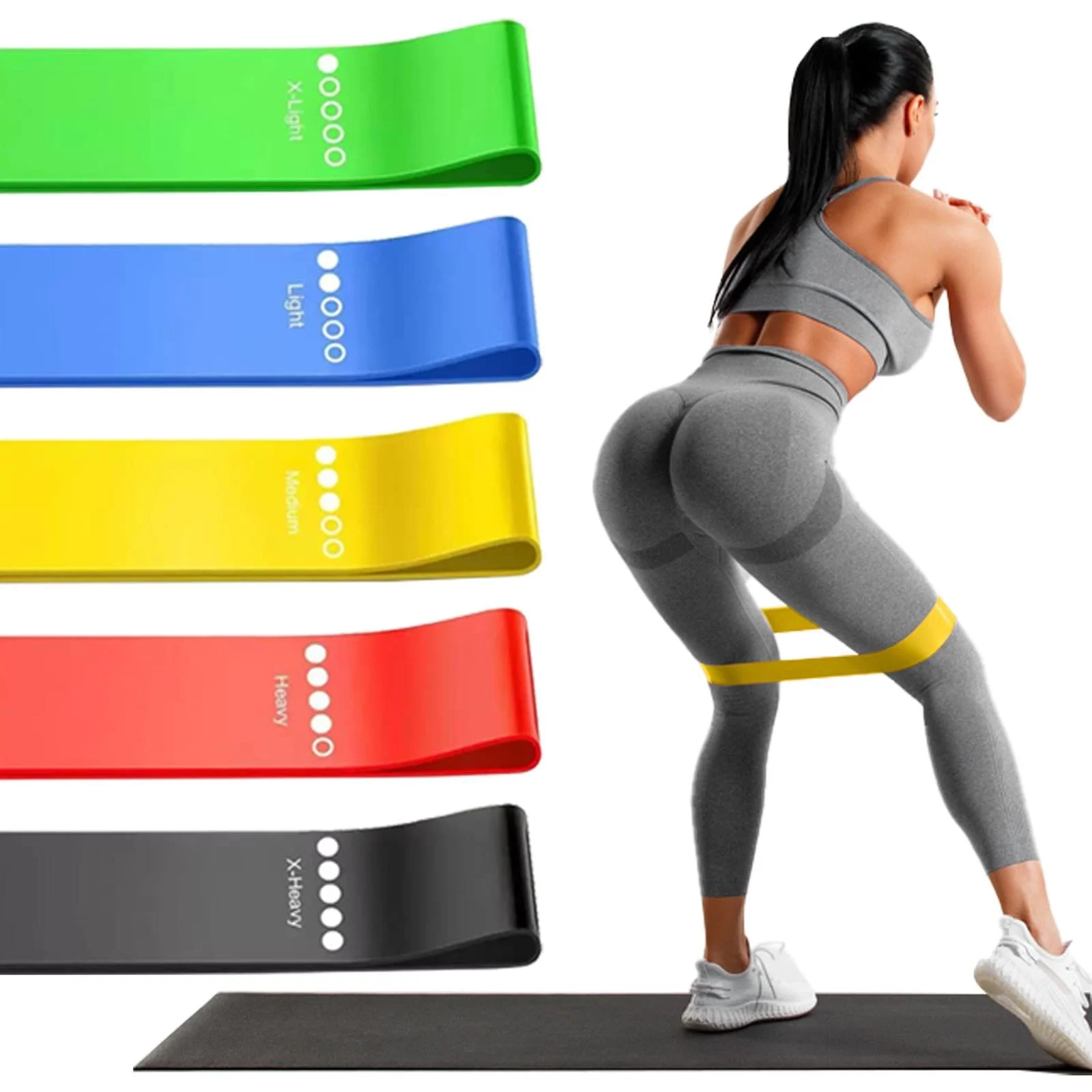 Set de 5 Bandas de Resistencia para Fitness, Bandas Elásticas de Goma para Entrenamiento de Fuerza, Expansor para Yoga y Gimnasio