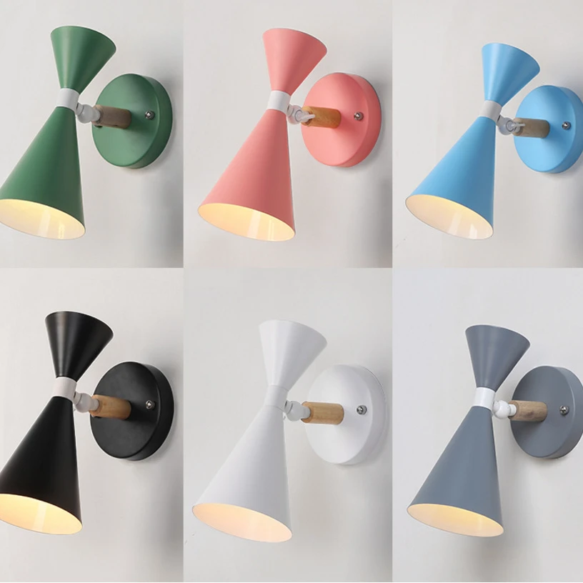 

Modern Wall Lamp Colorful Macaron Multiple Directions Iron Bedroom / Living Room / Bed Head Indoor E27 LED Wood Wall Lights