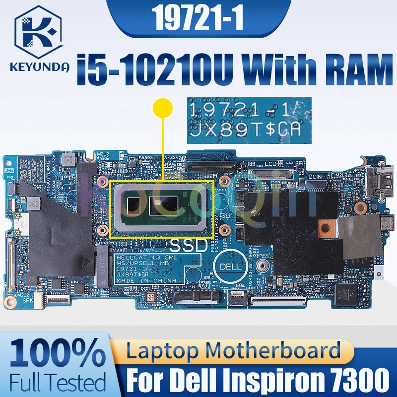 For Dell Inspiron 7300 Notebook Mainboard 19721-1 SRGKY i5-10210U i7-10510U With RAM 0Y3H95 Laptop Motherboard Full Tested