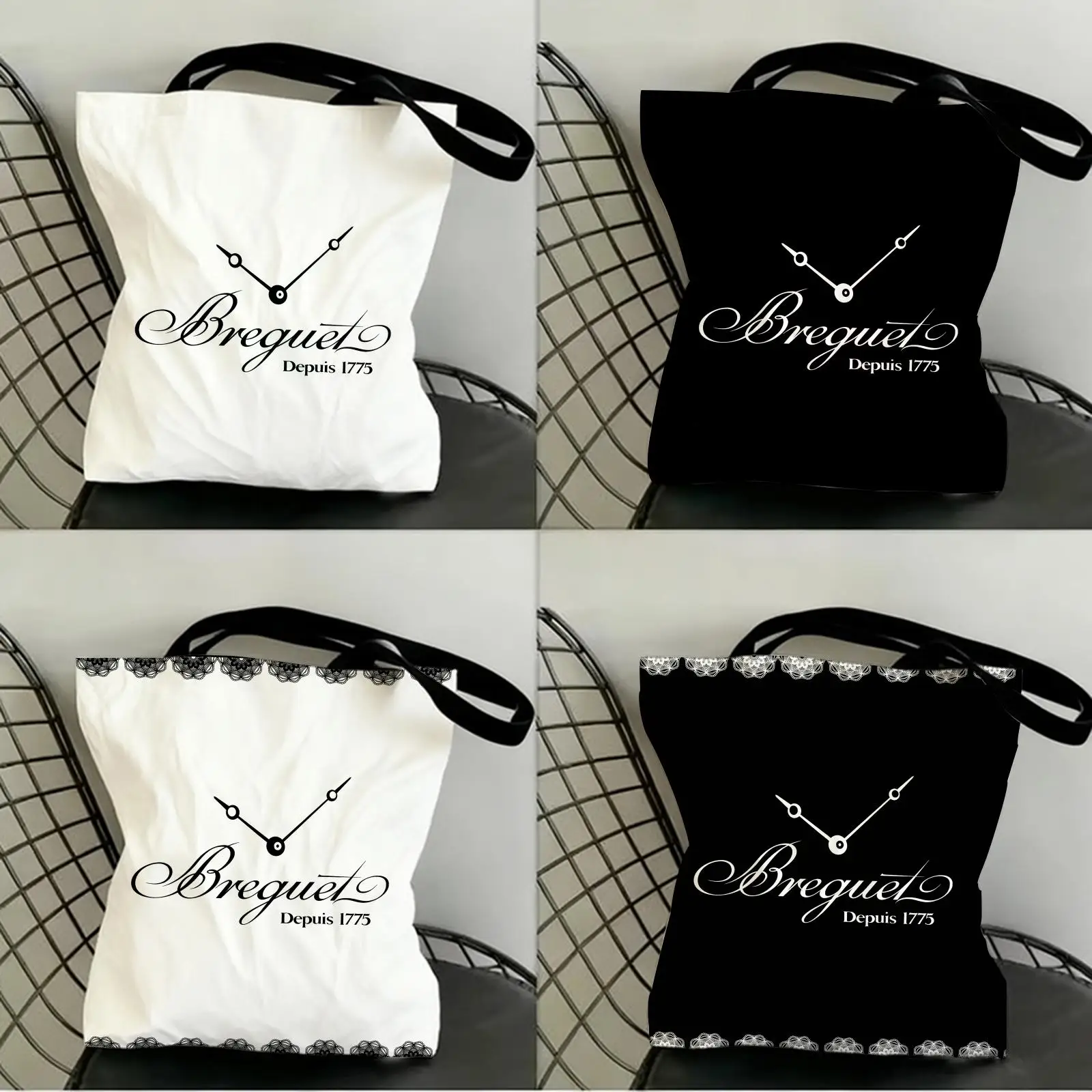 Luxuriöse B-Breguet Logo Aufbewahrungstaschen Canvas-Tragetasche Beidseitig Bedruckte Modische Schulter-Einkaufstasche Geschenk-Handtaschen