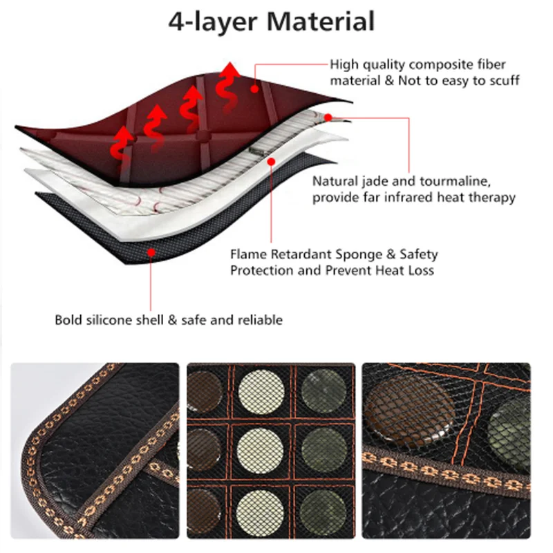 Tourmaline Mat Natural Jade Electric Massage Cushion Acupressure Infrared Heating Pu Seat Therapy Muscle Relax for Body Muscle