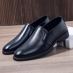 Zapatos de vestir de cuero para hombre, mocasines formales de color marrón, elegantes, informales, para negocios, actos sociales, oficina, fiesta, boda, otoño